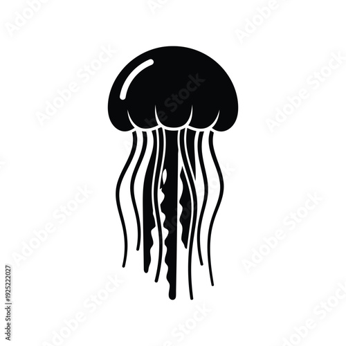 Black jellyfish vector icon, simple ocean animal illustration Vector