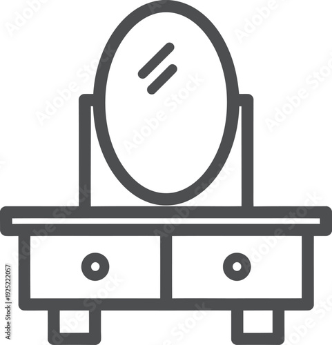 Vector of a dressing table with an oval mirror and two drawers