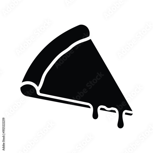 Delicious pizza slice vector icon, black and white, food illustration Vector