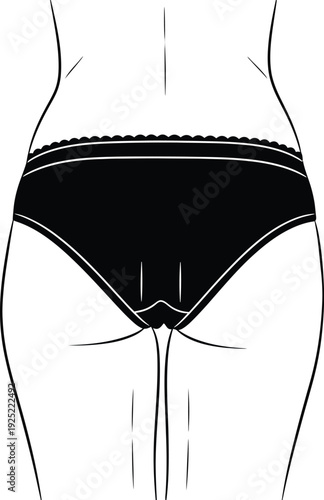 Vector of a woman's lower body wearing high-waisted black underwear