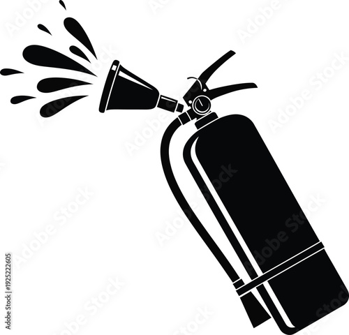 Vector of a fire extinguisher spraying foam to suppress a fire