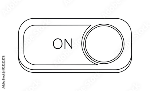 Simple line art illustration of a toggle switch in the on position with a circular button