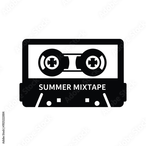 Summer mixtape cassette vector icon, retro music symbol Vector