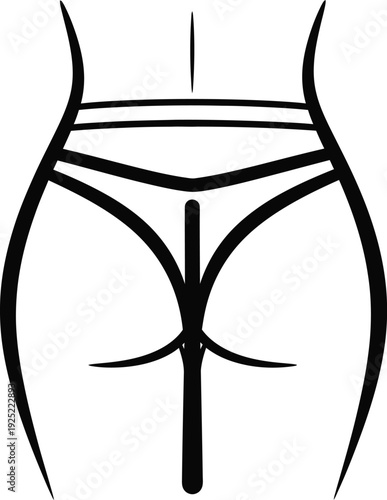 Vector depicting a minimalist design of a woman's torso in with a focus on the midsection