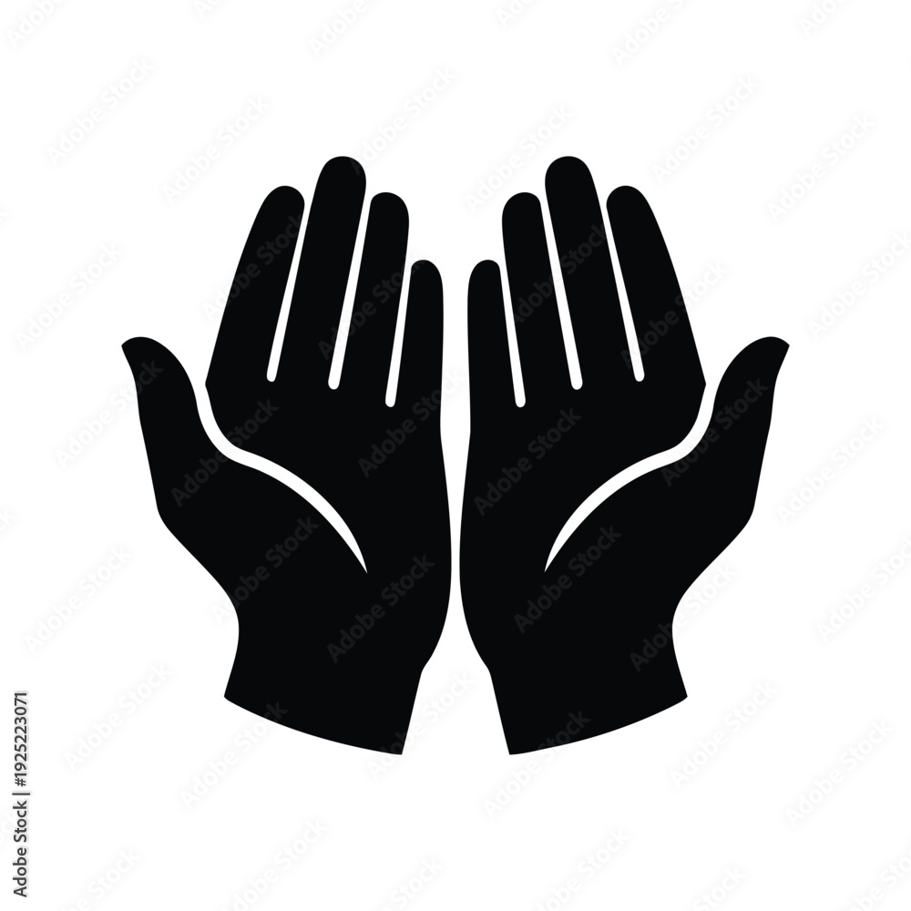 Obraz premium Vector icon of two open hands in prayer position Vector