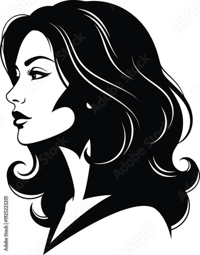 Vector of a woman with long flowing hair and a side profile