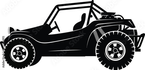 Black silhouette of an off road vehicle against a white background silhouette