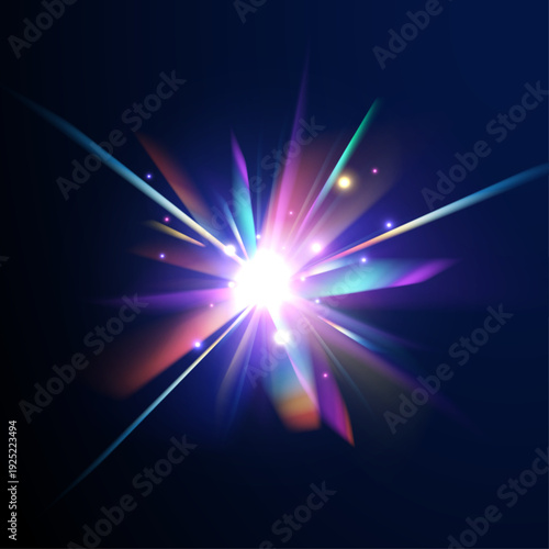 Iridescent crystal flares reflect soft rainbow highlights. Sparkling dust floats through luminous layer. Ideal PNG for magical overlays.