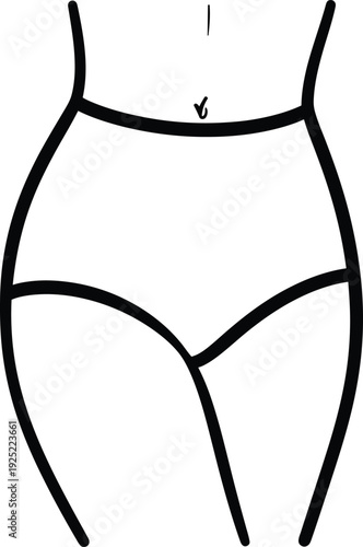 Vector of a woman's lower torso wearing high-waisted underwear with prominent curves.