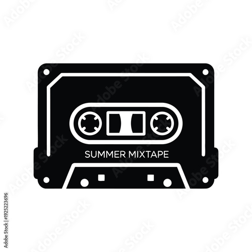 Summer mix tape cassette vector icon Vector