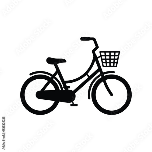 Black and white bicycle vector icon, minimalist design Vector