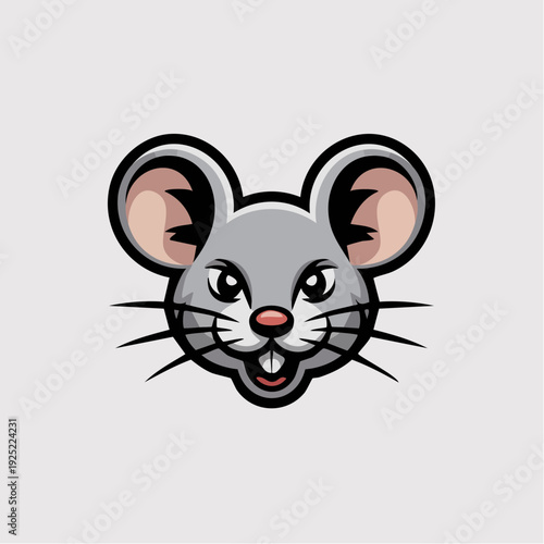 Adorable cartoon mouse face with surprised expression