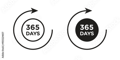 365 day icon in a simple line art style. EPS10