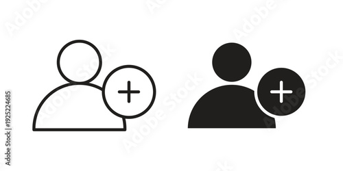 Add a new user icon in a simple line art style. EPS10