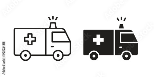 Ambulance icon in a simple line art style. EPS10