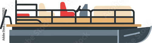 Modern Pontoon Boat Vector Illustration for Summer Recreation and Water Activities
