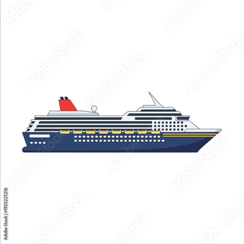 Modern Cruise Ship Vector Illustration Isolated on White Background for Travel and Tourism Design
