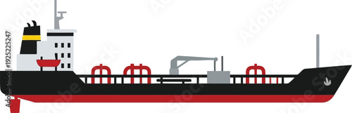 Vector Illustration of Oil Tanker Ship Isolated on White Background for Maritime Transport Concepts