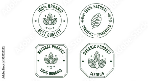 Set of 4 Organic Natural Product Labels Vector
