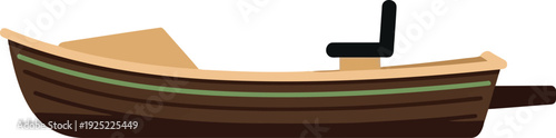 Vector Illustration of Wooden Rowboat Isolated on White Background for Nautical and Outdoor Design