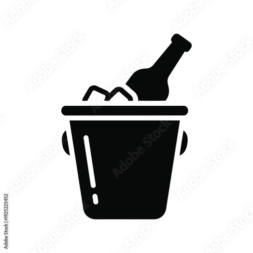 Ice bucket with bottle vector icon Vector