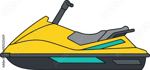 Modern Yellow Jet Ski Vector Illustration for Summer Water Sports and Recreation