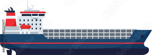 Modern Container Cargo Ship Illustration for Global Maritime Shipping and Logistics