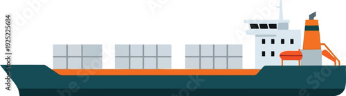 Modern cargo container ship illustration for global shipping, logistics, and maritime transport concepts
