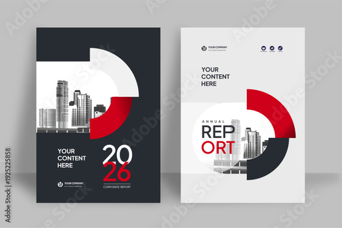 Business Report Cover Template – Red Geometric Layout (A4)