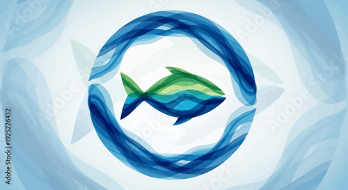 Two fish swimming in circle.