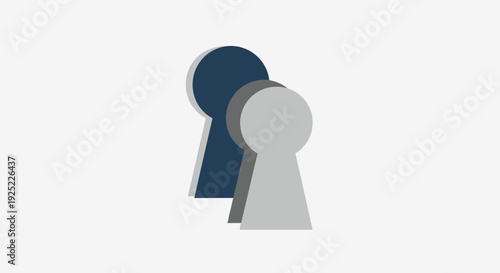 Two keyhole shapes in gray and blue.