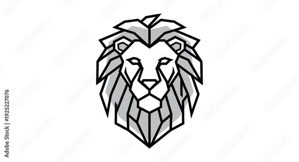 Obraz premium Geometric Lion Face Close Up Illustration.