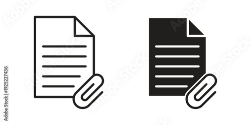 Attach document icon outline vector set. icon vector isolated on white background. EPS 10
