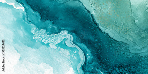 Abstract blue water surface and underwater world map patterns merge in a deep tropical ocean with clear waves and sun light reflecting off the ripples