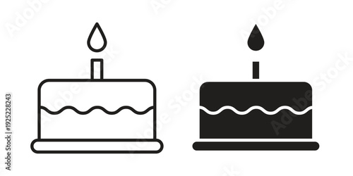 Birthday cake icon outline vector set. icon vector isolated on white background. EPS 10