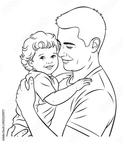 Adorable moment of a father holding his cheerful baby, symbolizing parental love and family happiness, ideal for childcare magazines or greeting cards.