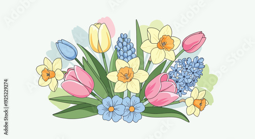 Vector bouquet of spring flowers