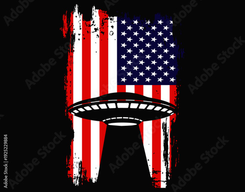 American flag Alien 4th of july - printable editable vector art file.