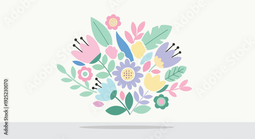 Set of pastel floral bouquet vector illustration
