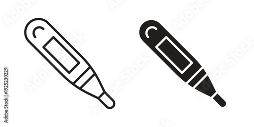 Digital thermometer icon in a simple line art style. EPS10