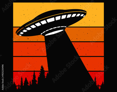Retro Alien Silhouette Minimal Graphic Design - printable editable vector art file.