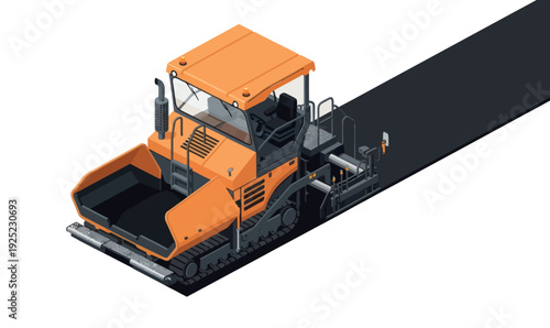 Heavy duty asphalt paver machine laying new road surface for infrastructure construction and maintenance projects improving urban development