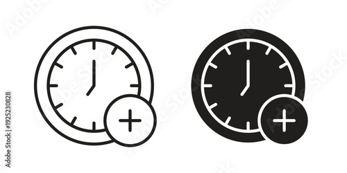 Extra hours icon in a simple line art style. EPS10