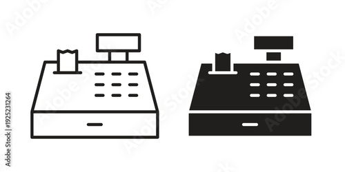 Cash register icon outline vector set. icon vector isolated on white background. EPS 10