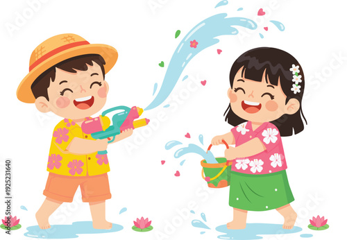 Songkran Water Play Kids Dhuleti Holi Festival