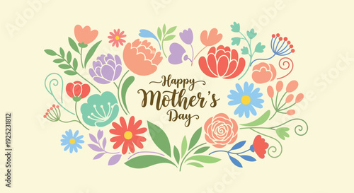 Mother's Day floral wreath vector