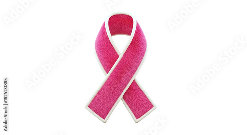 Pink Breast Cancer Awareness Ribbon with Furry Texture