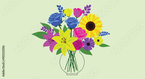 Colorful flower bouquet vector illustration