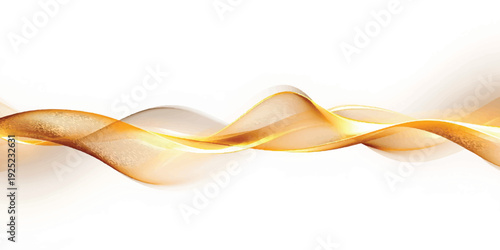 Smooth orange golden ribbon waves create a futuristic abstract flow with digital light lines and soft curve motion in this elegant vector backdrop illustration