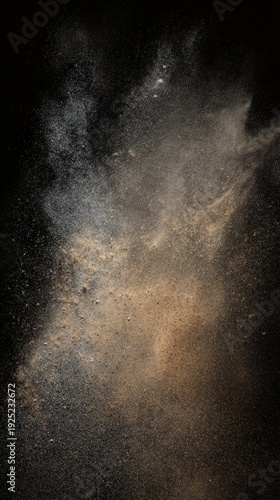 On the black background, there are evenly distributed, sandy-like yellow part...